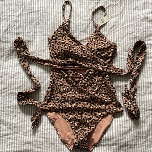 Aerie leopard print wrap one piece